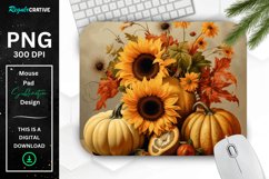 Vintage Pumpkins and Sunflowers Mouse Pad Product Image 1