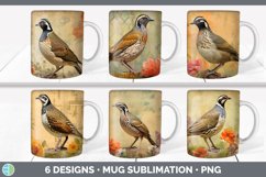 Bundle of six Decoupage Quails Mug Wrap designs.