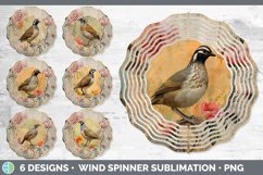 Bundle of six Decoupage Quails Wind Spinner designs.