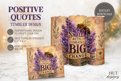 Lavender Bee Quote Tumbler wrap, Inspirational quotes Product Image 1