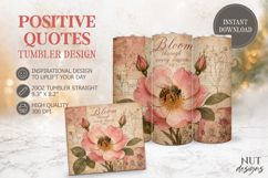 Pink Rose Bee Quote Tumbler wrap, Inspirational quotes Product Image 1