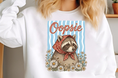 Vintage Raccoon Daisy Scarf PNG Product Image 2