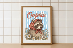Vintage Raccoon Daisy Scarf PNG Product Image 4