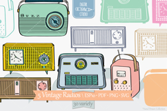 Vintage Radios| Colored Hand Drawn Retro Alarm Product Image 1