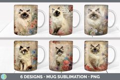 Bundle of six Decoupage Ragdoll Cats Mug Wrap designs.