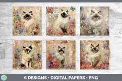 Bundle of six Decoupage Ragdoll Cats Paper Backgrounds designs.