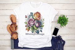 Watercolor Vintage Rainbow Rose Clipart, Sublimation Flowers Product Image 5