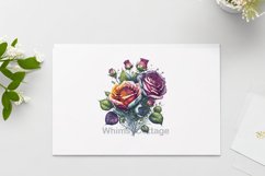 Watercolor Vintage Rainbow Rose Clipart, Sublimation Flowers Product Image 3