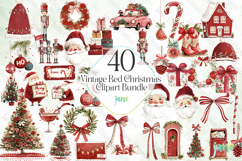 Vintage Red Christmas Clipart Bundle Product Image 1