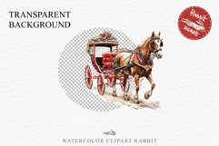Vintage Red Christmas Horse Carriage Cab Winter Clipart PNG Nursery wall art card making collage printable files xmas decor junk journal sublimation santa watercolor Vintage Red Christmas Horse Carriage Cab png, xmas santa clipart, holiday winter decor