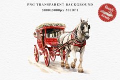 Vintage Red Christmas Horse Carriage Cab Winter Clipart PNG Nursery wall art card making collage printable files xmas decor junk journal sublimation santa watercolor Vintage Red Christmas Horse Carriage Cab png, xmas santa clipart, holiday winter decor
