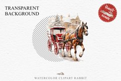 Vintage Red Christmas Horse Carriage Cab Winter Clipart PNG Nursery wall art card making collage printable files xmas decor junk journal sublimation santa watercolor Vintage Red Christmas Horse Carriage Cab png, xmas santa clipart, holiday winter decor