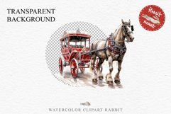 Vintage Red Christmas Horse Carriage Cab Winter Clipart PNG Nursery wall art card making collage printable files xmas decor junk journal sublimation santa watercolor Vintage Red Christmas Horse Carriage Cab png, xmas santa clipart, holiday winter decor