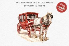 Vintage Red Christmas Horse Carriage Cab Winter Clipart PNG Nursery wall art card making collage printable files xmas decor junk journal sublimation santa watercolor Vintage Red Christmas Horse Carriage Cab png, xmas santa clipart, holiday winter decor