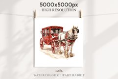 Vintage Red Christmas Horse Carriage Cab Winter Clipart PNG Nursery wall art card making collage printable files xmas decor junk journal sublimation santa watercolor Vintage Red Christmas Horse Carriage Cab png, xmas santa clipart, holiday winter decor