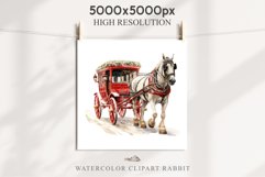 Vintage Red Christmas Horse Carriage Cab Winter Clipart PNG Nursery wall art card making collage printable files xmas decor junk journal sublimation santa watercolor Vintage Red Christmas Horse Carriage Cab png, xmas santa clipart, holiday winter decor
