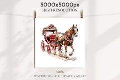 Vintage Red Christmas Horse Carriage Cab Winter Clipart PNG Nursery wall art card making collage printable files xmas decor junk journal sublimation santa watercolor Vintage Red Christmas Horse Carriage Cab png, xmas santa clipart, holiday winter decor