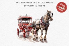 Vintage Red Christmas Horse Carriage Cab Winter Clipart PNG Nursery wall art card making collage printable files xmas decor junk journal sublimation santa watercolor Vintage Red Christmas Horse Carriage Cab png, xmas santa clipart, holiday winter decor