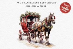 Vintage Red Christmas Horse Carriage Cab Winter Clipart PNG Nursery wall art card making collage printable files xmas decor junk journal sublimation santa watercolor Vintage Red Christmas Horse Carriage Cab png, xmas santa clipart, holiday winter decor