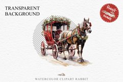 Vintage Red Christmas Horse Carriage Cab Winter Clipart PNG Nursery wall art card making collage printable files xmas decor junk journal sublimation santa watercolor Vintage Red Christmas Horse Carriage Cab png, xmas santa clipart, holiday winter decor