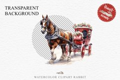 Vintage Red Christmas Horse Carriage Cab Winter Clipart PNG Nursery wall art card making collage printable files xmas decor junk journal sublimation santa watercolor Vintage Red Christmas Horse Carriage Cab png, xmas santa clipart, holiday winter decor