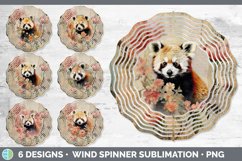 Bundle of six Decoupage Red Pandas Wind Spinner designs.
