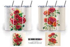 Vintage Red Rose Tumbler Sublimation Wrap Product Image 3
