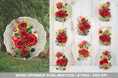 Vintage Red Rose Wind Spinner | Sublimation Spinner Design Product Image 1