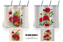 Vintage Red Rose Tumbler Sublimation Wrap Product Image 4
