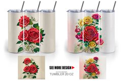 Vintage Red Rose Tumbler Sublimation Wrap Product Image 5