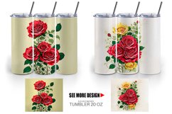 Vintage Red Rose Tumbler Sublimation Wrap Product Image 6