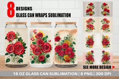 Glass Can Wraps Vintage Red Rose Product Image 1