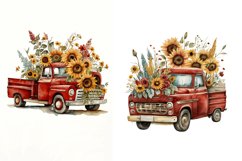 truck,vintage truck,vintage,sunflowers,ford truck,PNG,bundle,watercolor png,instant download,LariPrintDesign
