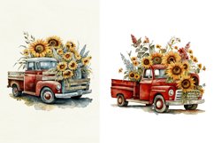 truck,vintage truck,vintage,sunflowers,ford truck,PNG,bundle,watercolor png,instant download,LariPrintDesign