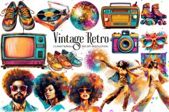 Vintage Retro 70s clipart bundle, Set of 16 Png Bundle Product Image 1