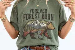 Vintage Retro Forever Forest Born Grizzly Bear PNG Product Image 3