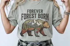 Vintage Retro Forever Forest Born Grizzly Bear PNG Product Image 2