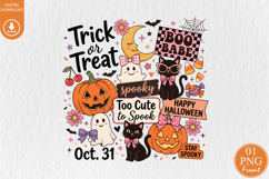 Vintage Retro Halloween Doodle PNG- Trick or Treat Product Image 1