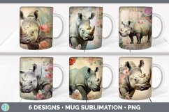 Bundle of six Decoupage Rhinos Mug Wrap designs.