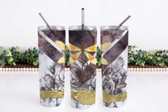Vintage Skinny Tumbler Design, Sublimation Tumbler Wrap, Skinny Tumbler 20 OZ, Rose And Dragonfly, Floral Sublimation Designs, Seamless Full Wrap, Flower Sublimation Waterslide, Vintage Tumbler Decal, Printable Vintage Png, V Split Tumbler Design