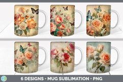 Bundle of six Decoupage Roses Mug Wrap designs.