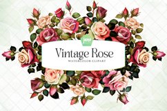 Vintage Rose Watercolor Sublimation Clipart Product Image 1