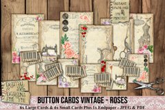 Vintage Roses Button Cards are printable ephemera/embellishments. 300dpi high quality Digital images that can be used for Junk Journals, Scrapbooking, Cardmaking or other paper crafts.