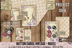 Vintage Roses Button Cards are printable ephemera/embellishments. 300dpi high quality Digital images that can be used for Junk Journals, Scrapbooking, Cardmaking or other paper crafts.
