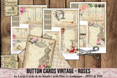 Vintage Roses Button Cards are printable ephemera/embellishments. 300dpi high quality Digital images that can be used for Junk Journals, Scrapbooking, Cardmaking or other paper crafts.