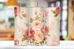 seamless tumbler wrap, vintage rose design, antique floral wrap, watercolor spring design, 20oz skinny tumbler, tapered tumbler wrap, straight tumbler design, vintage rose art, seamless antique design, spring floral wrap