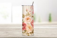 seamless tumbler wrap, vintage rose design, antique floral wrap, watercolor spring design, 20oz skinny tumbler, tapered tumbler wrap, straight tumbler design, vintage rose art, seamless antique design, spring floral wrap
