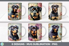 Bundle of six Decoupage Rottweilers Mug Wrap designs.