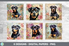 Bundle of six Decoupage Rottweilers Paper Backgrounds designs.