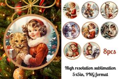 Vintage Round Christmas Ornaments Sublimation Bundle Product Image 1
